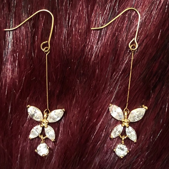 Clear Crystal Freeda Butterfly Earrings - Picture 1 of 5
